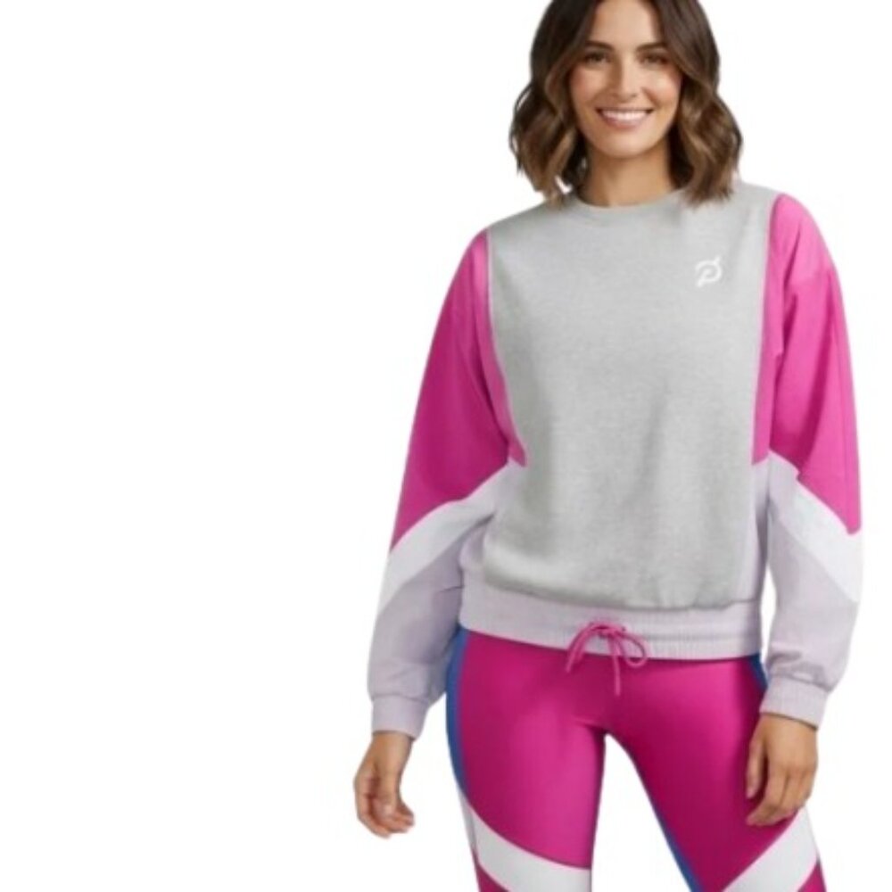 Peloton Womens Fashion Mix Pullover Windbreaker Colorblock Knit Parachute L - Picture 2 of 5